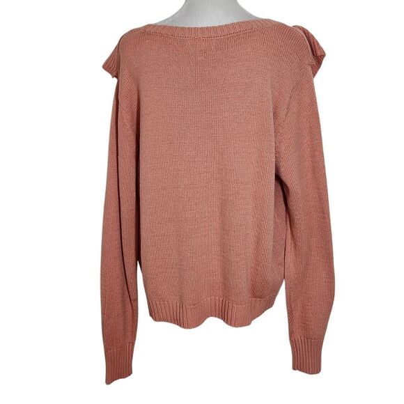 Lauren Conrad Pink Ruffle Pointelle Cardigan NWT Size XL Pink Cardigan - Picture 2 of 11